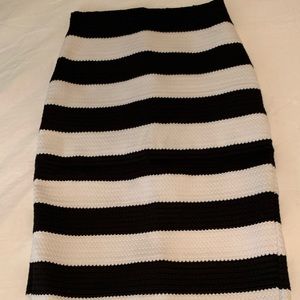 Black and white bandage midi skirt